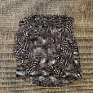 Talbots Black and Red Checkered Blouse